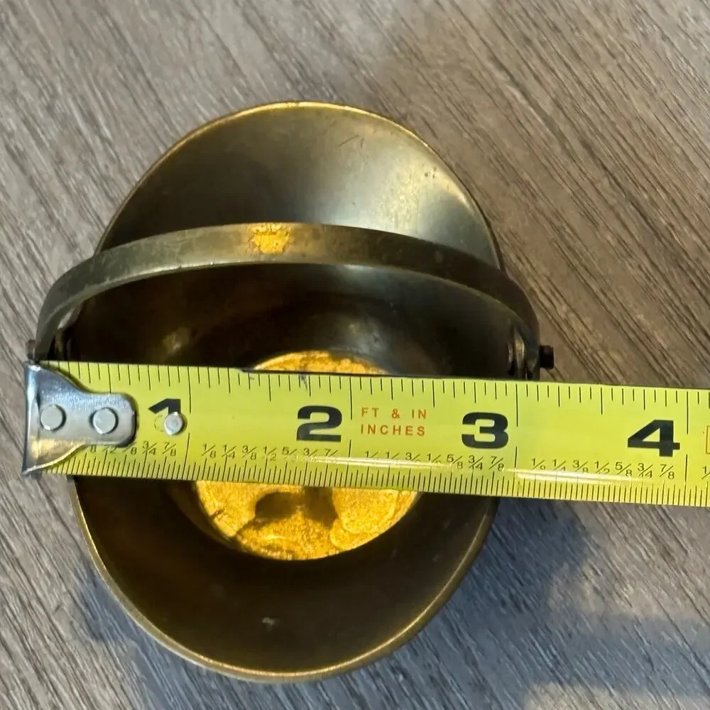 Vintage Hampton Brass Mini Basket Dish Swing Handle India Trinket Bowl 20270